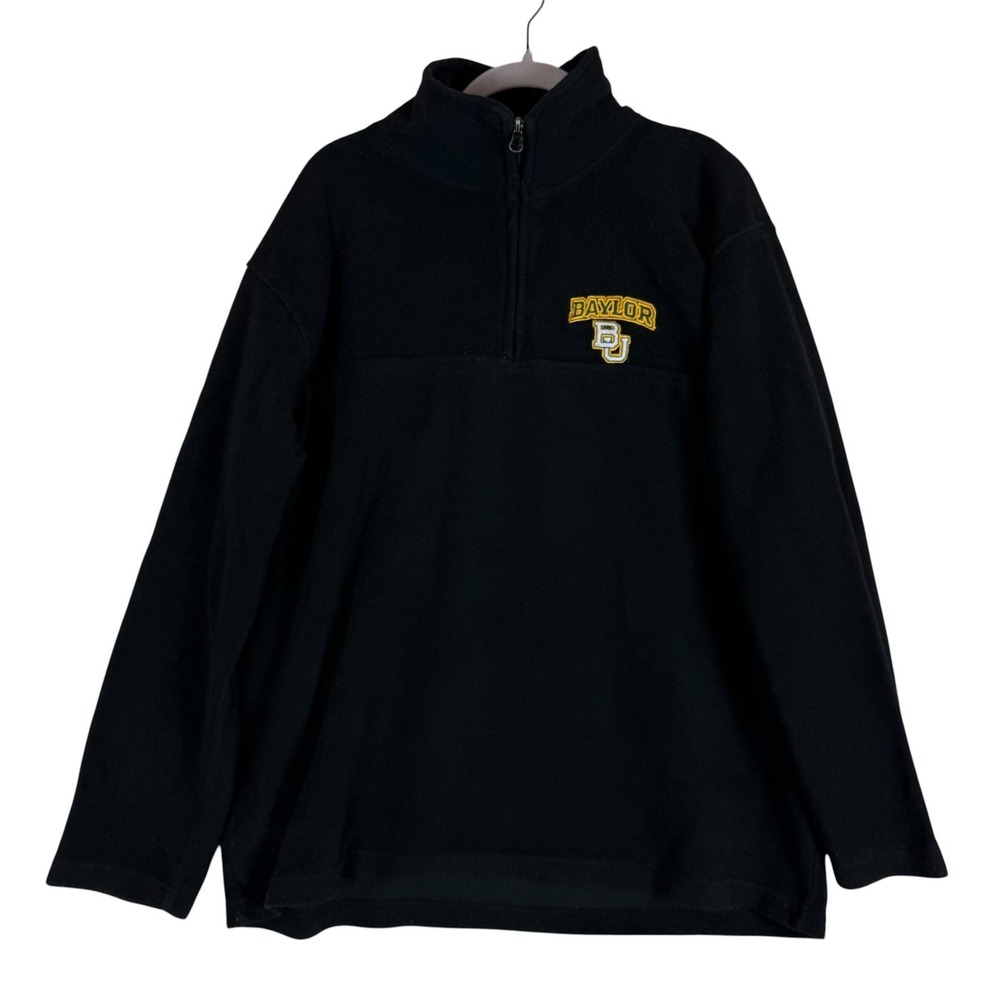 Baylor Bears Sweatshirt Mens XL Black NCAA Football Weatherproof Fleece 1/4 Zip